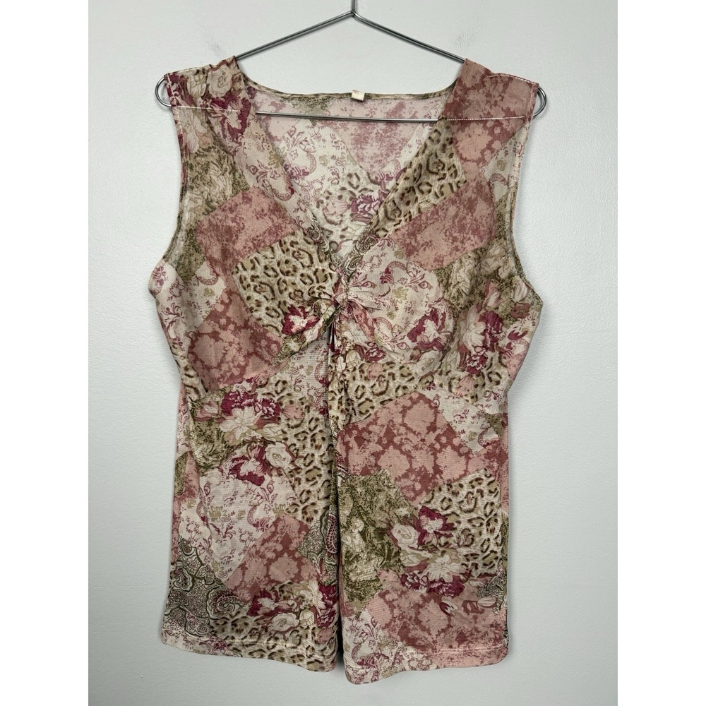 Y2K Sheer Animal Print Babydoll Top Mesh Floral‎ Paisley Patchwork Tank Coquette